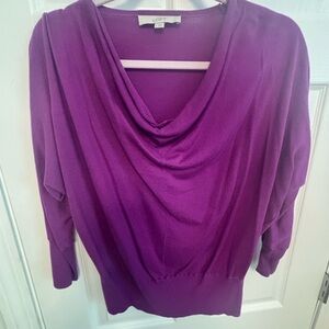 LOFT Women's Rich Purple Cowl Neck Sweater. Large
